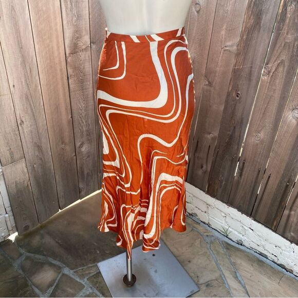 massimo dutti satin Patterned midi Skirt size 2 - Picture 3 of 11